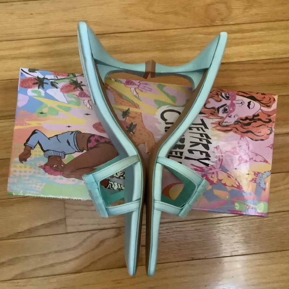 Jeffrey Campbell Abalone Slide Sandal Mint Satin SZ 10 - Picture 6 of 15
